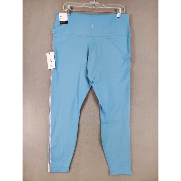 NIKE YOGA TRAINING Size XXL CROCHET EDGE HIGH RISE 7/8 TIGHTS Blue DA1037-424 - Picture 4 of 6